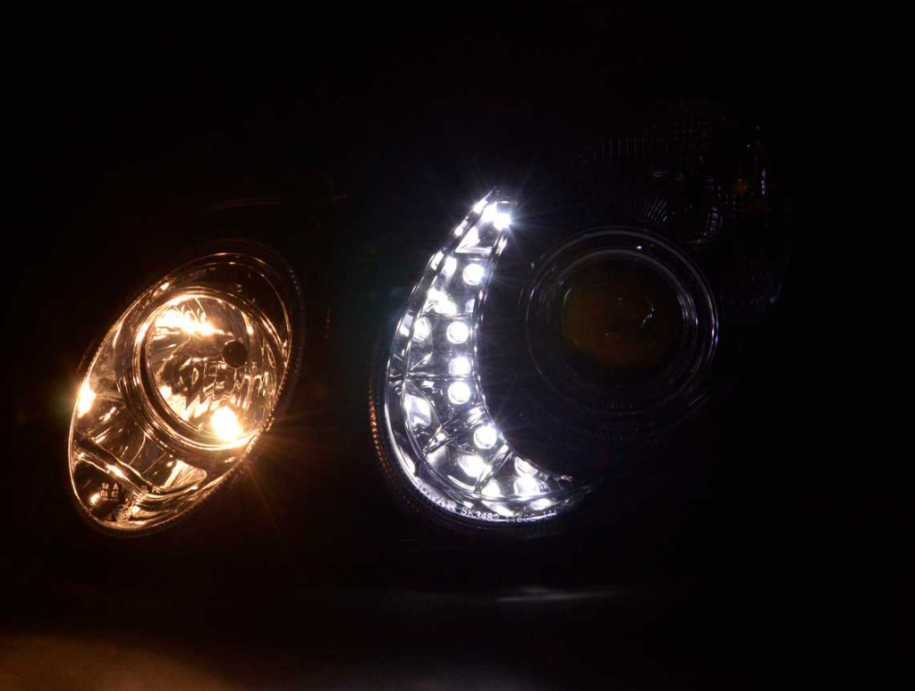 FK Set LED DRL HEADLIGHTS Mercedes E-Class 211 02-06 Chrome AMG LHD