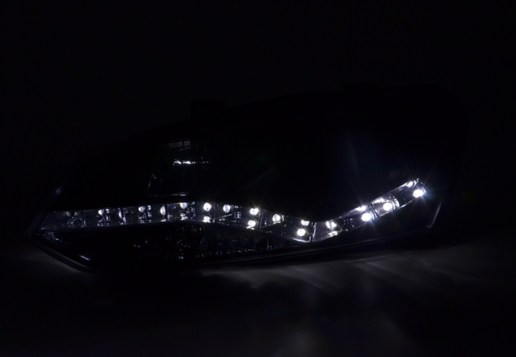 FK Pair LED DRL Projector headlights VW Polo 6R 2010+ black RHD Plug & Play