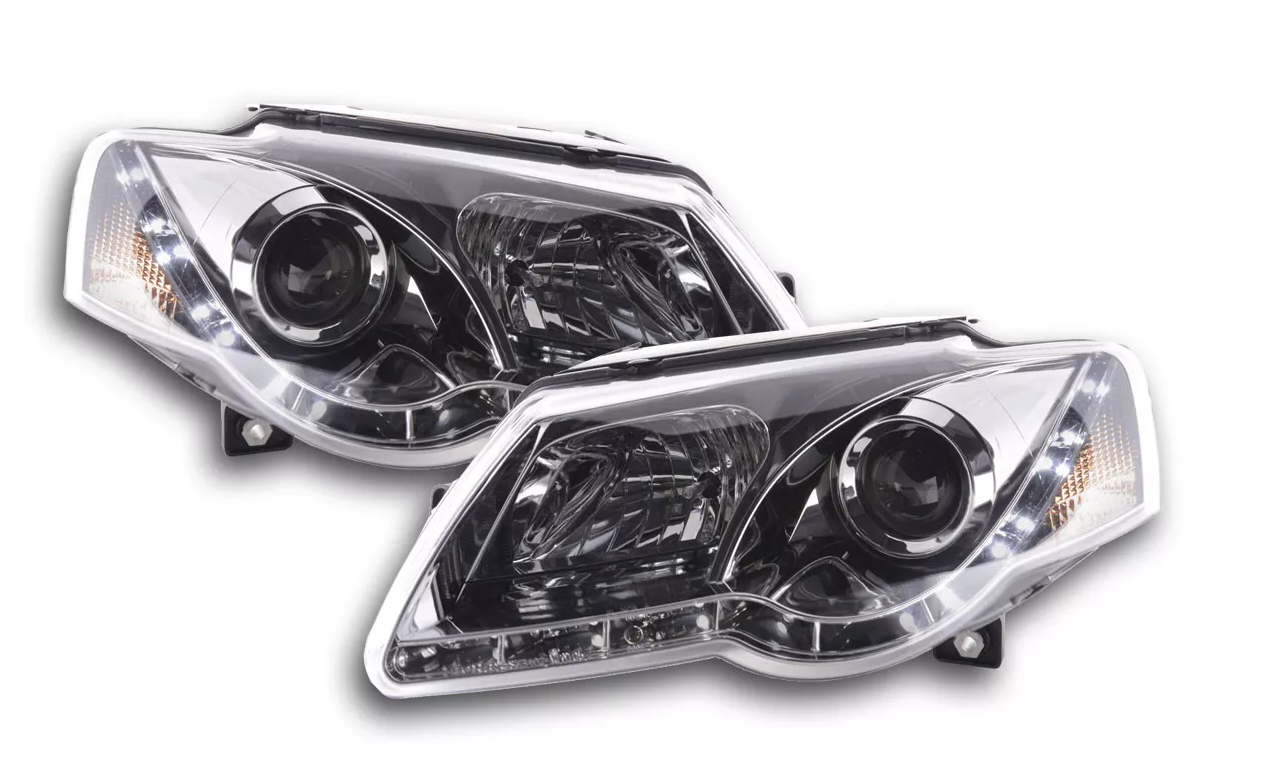 FK Set LED DRL Halo Eye Headlights VW Passat B6 3C 05+ chrome