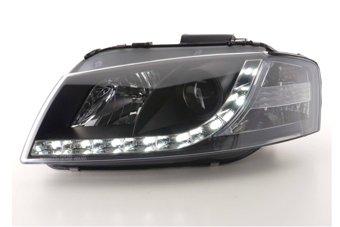 FK Set LED DRL Headlights Halo Projector Audi A3 type 8P 8PA 03-08 BLACK S3
