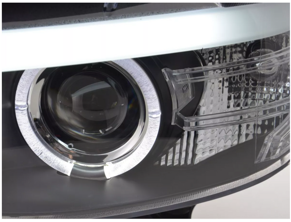 FK Pair LED DRL Projector Halo Angel Eye headlights BMW X5 E53 03-06 BLACK LHD