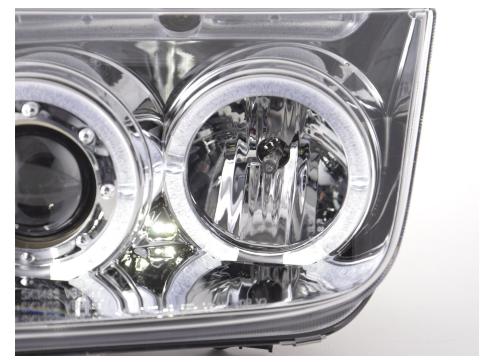 FK LED DRL Angel Eye Projector Headlight set VW Bora type 1J 98-05 chrome RHD
