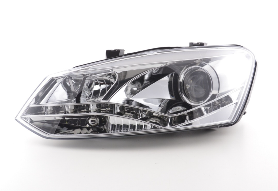 FK Paar LED DRL Projektorscheinwerfer VW Polo 6R 2009+ Chrom RHD Plug &amp; Play