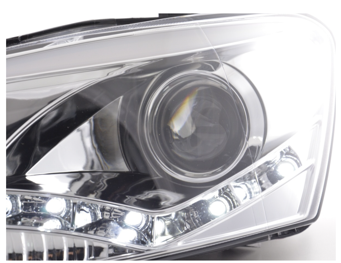 FK Pair LED DRL Projector headlights VW Polo 6R 2009+ Chrome RHD Plug & Play