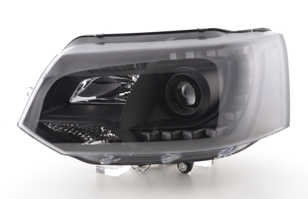 FK LED DRL Projector Halo headlights VW Van Camper Transporter T5 09+ BLACK LHD