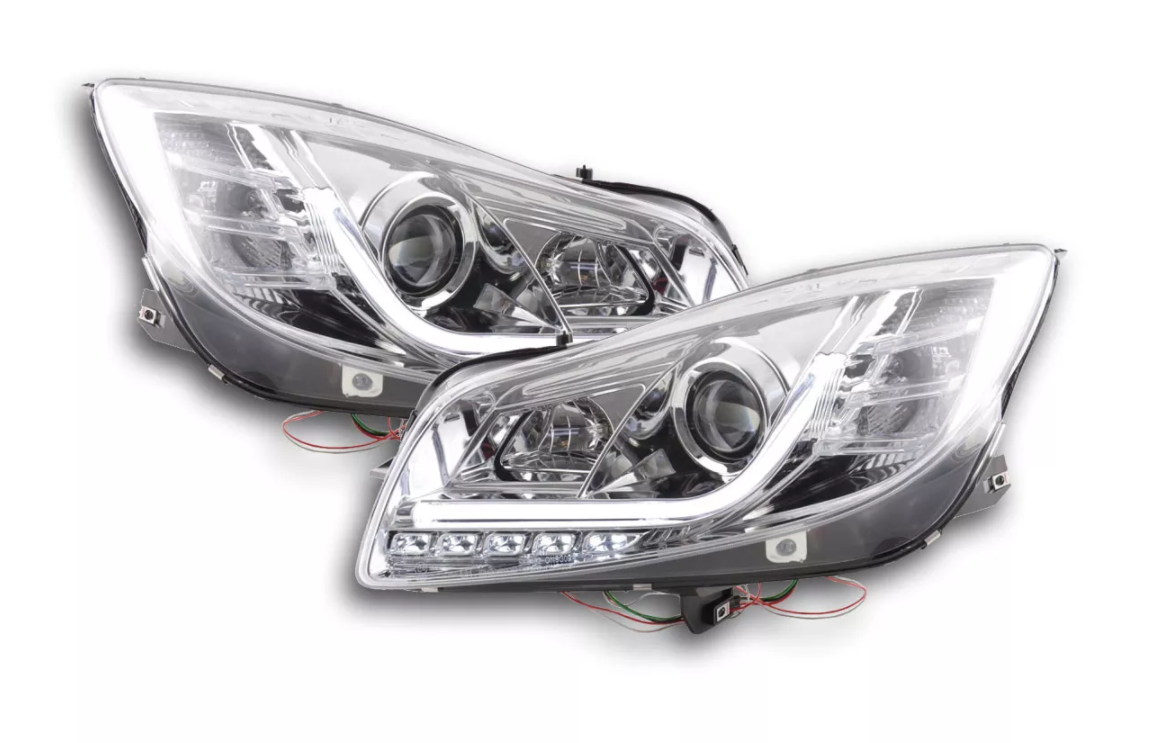 FK LED DRL Headlights Angel Eyes Halo Opel Vauxhall Insignia 08+ chrome LHD