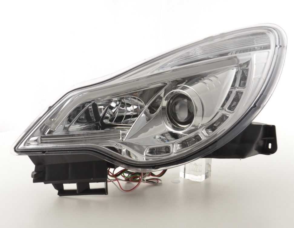 FK Paar LED DRL Projektor Halo-Scheinwerfer Opel Vauxhall Corsa D 2011+ Chrom LHD