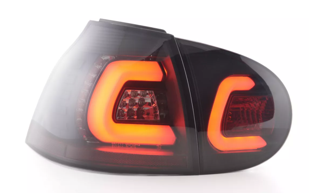 FK Pair LED Rear Lights Lightbar VW Golf 5 MK5 03-08 Black 1K LHD inc harness
