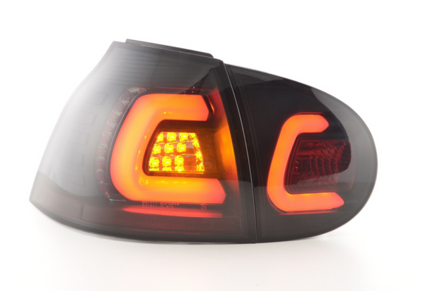 FK Paar LED-Rückleuchten, Lichtleiste, VW Golf 5 MK5 03–08, Schwarz, 1K, LHD, inkl. Kabelbaum