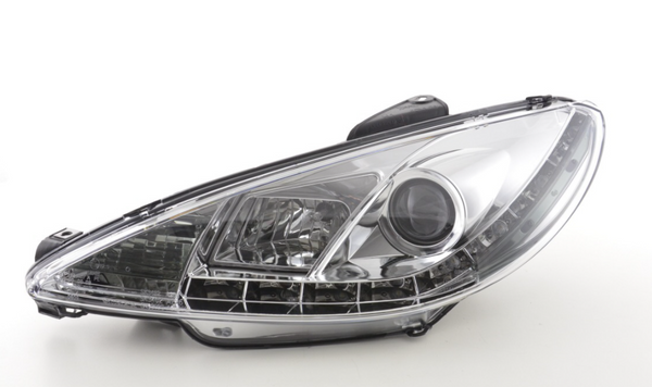 FK LED DRL Lightbar Halo Projector headlights Peugeot 206 98-07 chrome