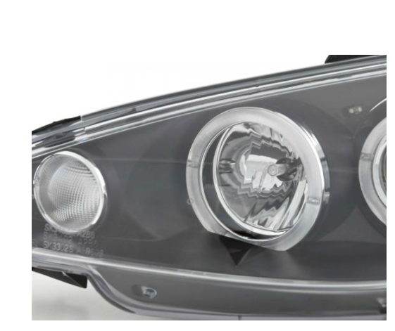 FK LED DRL Angel Eye Halo Projector headlights Peugeot 206 98-03 Black LHD