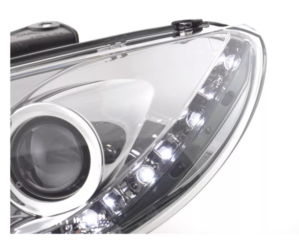 FK LED DRL Lightbar Halo Projector headlights Peugeot 206 98-07 chrome