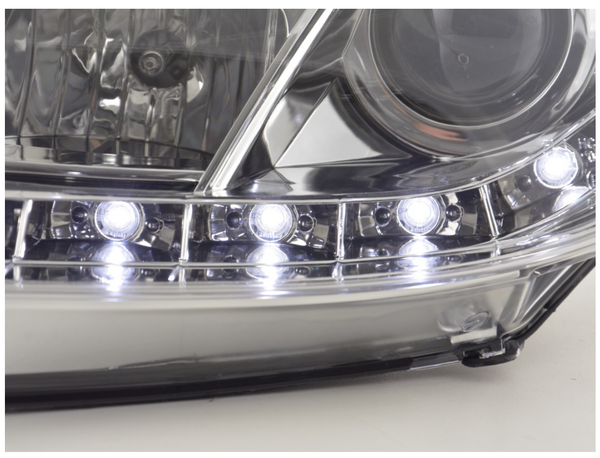 FK LED DRL Lightbar Halo Projector headlights Peugeot 206 98-07 chrome