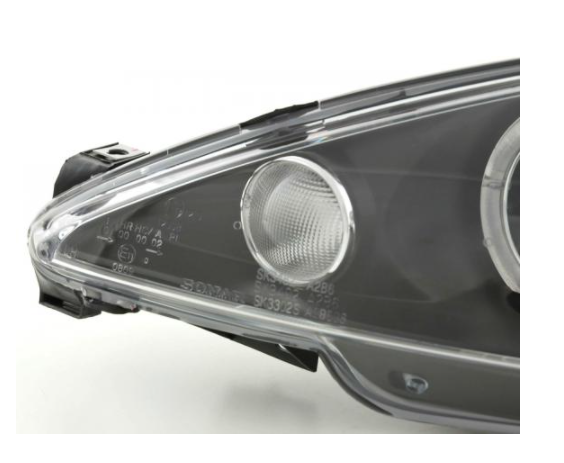 FK LED DRL Angel Eye Halo Projektorscheinwerfer Peugeot 206 98-03 Schwarz LHD