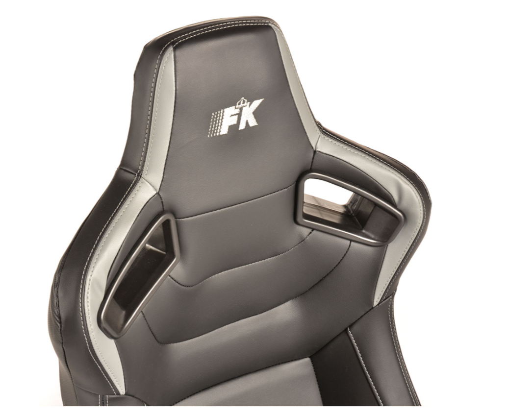 FK Pair Universal Bucket Sports Seats Black on Grey Synthetic Leather Carbon Lux