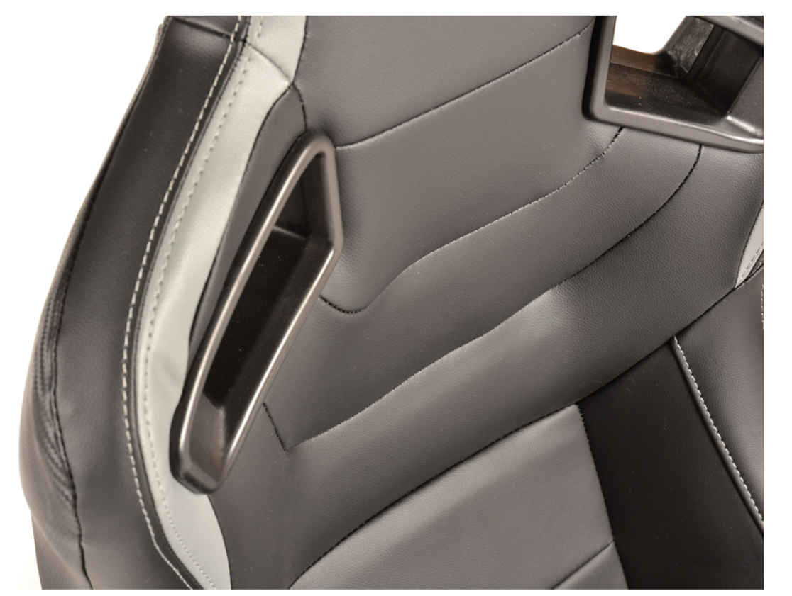 FK Paar Universal-Schalensportsitze Schwarz auf grauem Kunstleder Carbon Lux