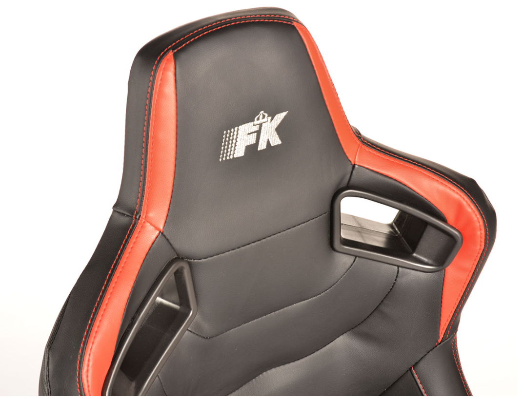 FK Pair Universal Bucket Sports Seats Black on Red Synthetic Leather Carbon Lux
