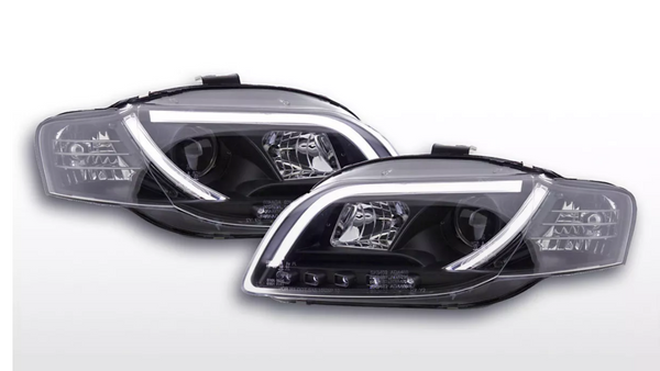 FK Set LED DRL Headlights Halo Projector Audi A4 B7 8E 04-08 black LHD