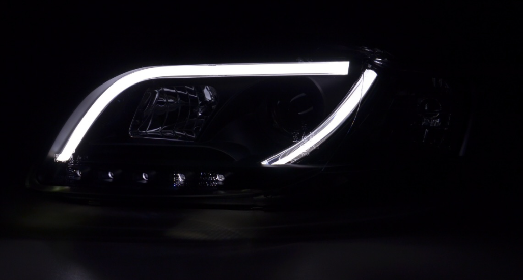 FK Set LED DRL Headlights Halo Projector Audi A4 B7 8E 04-08 black LHD