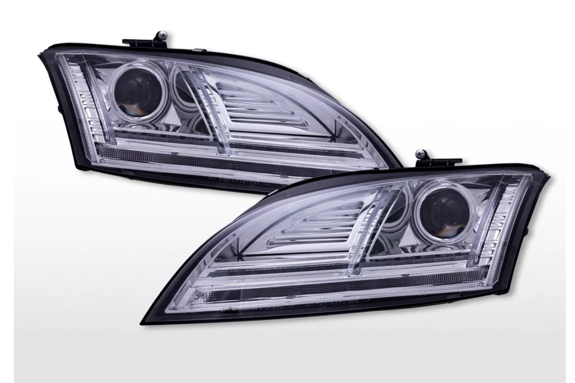 FK LED DRL Angel Eye Projector headlights Audi TT 8J 10-14 chrome Seq Anim LHD