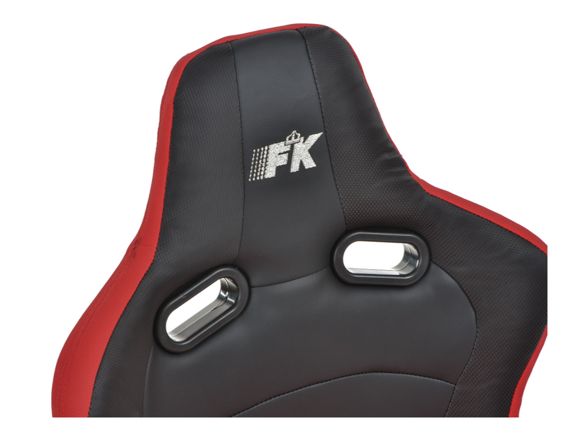 FK Universal Full Bucket Sports Seats Black & Red Synthetic Leather Carbon