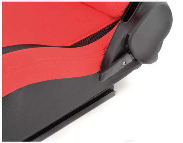 FK Universal Full Bucket Sports Seats Black & Red Synthetic Leather Carbon