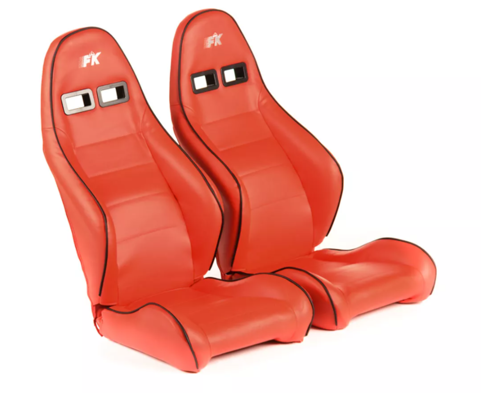 FK Universal Bucket Sports Seats Red Porsche 911 Style Retro Classic Piping