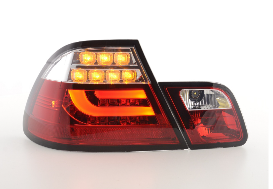 FK Pair LED REAR LIGHTS Lightbar DRL BMW 3-series E46 Coupe 03-07 red / clear