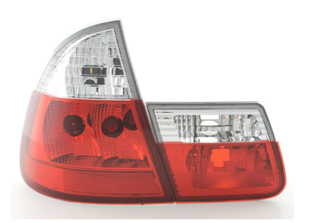FK Paar LED-Lichtleiste RÜCKLEUCHTEN BMW 3er E46 99-02 weiß / roter Kristall
