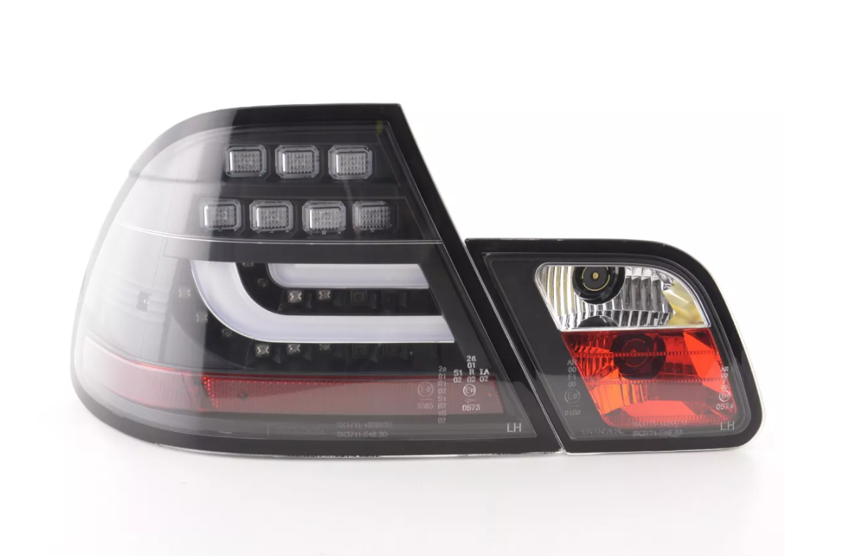 FK Pair LED REAR LIGHTS Lightbar DRL BMW 3-series E46 Coupe 99-02 black smoke