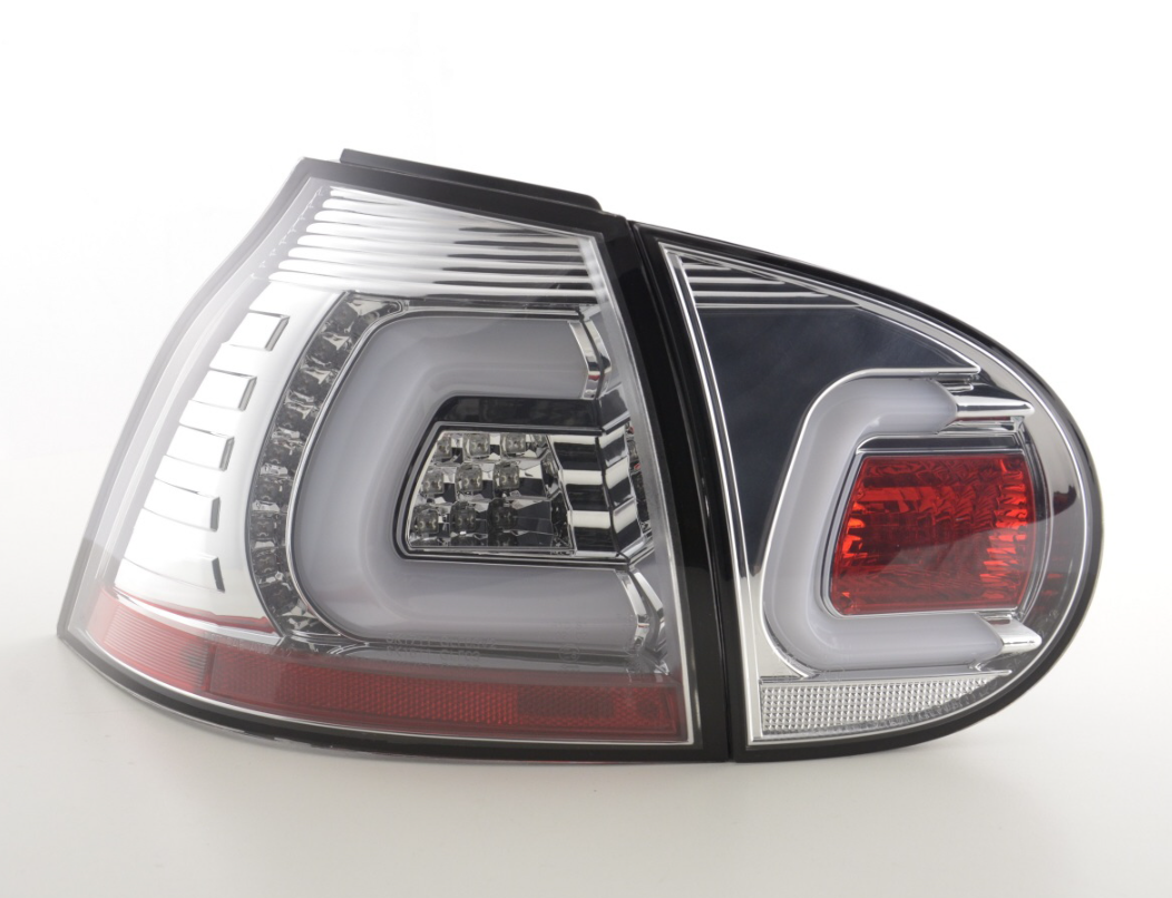 FK Pair LED Rear Lights Lightbar VW Golf 5 MK5 03-08 Chrome 1K LHD OBC Compat