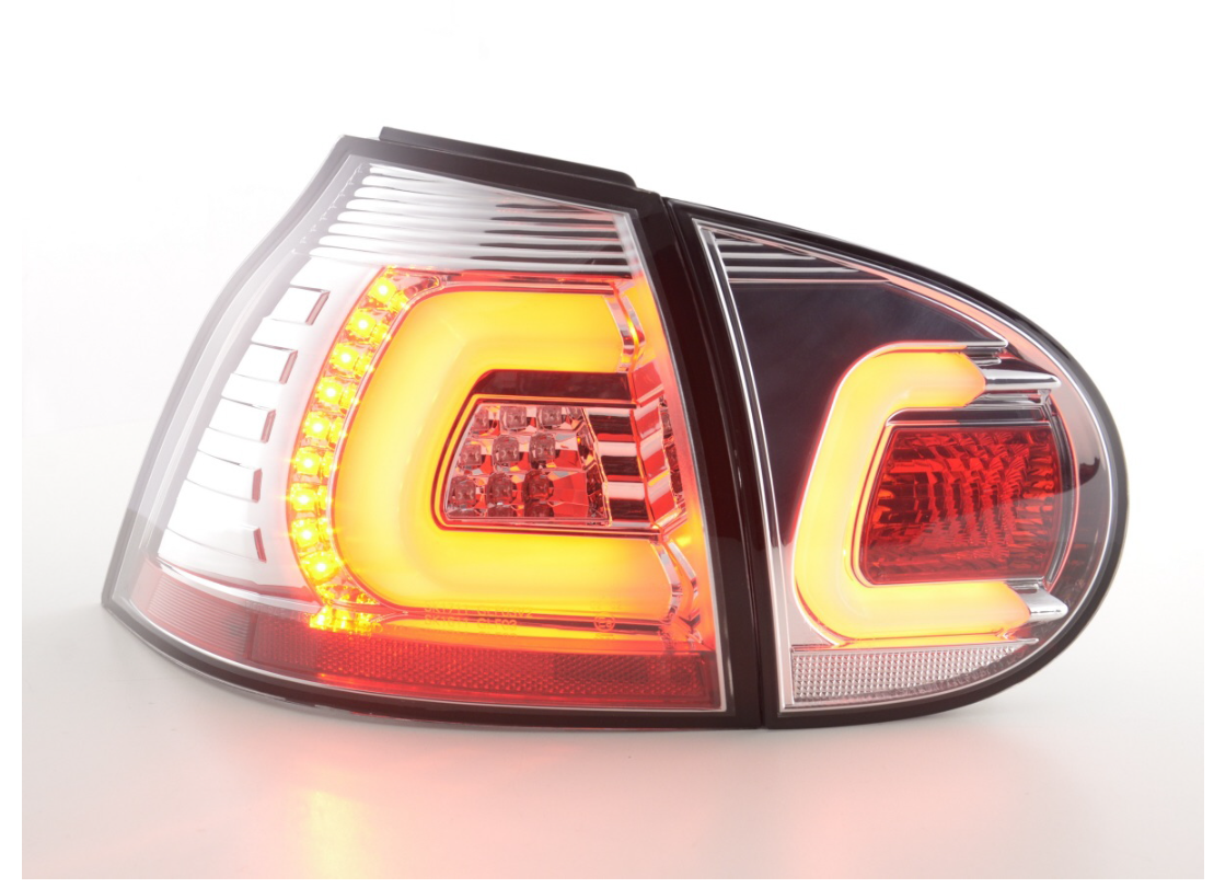 FK Pair LED Rear Lights Lightbar VW Golf 5 MK5 03-08 Chrome 1K LHD OBC Compat