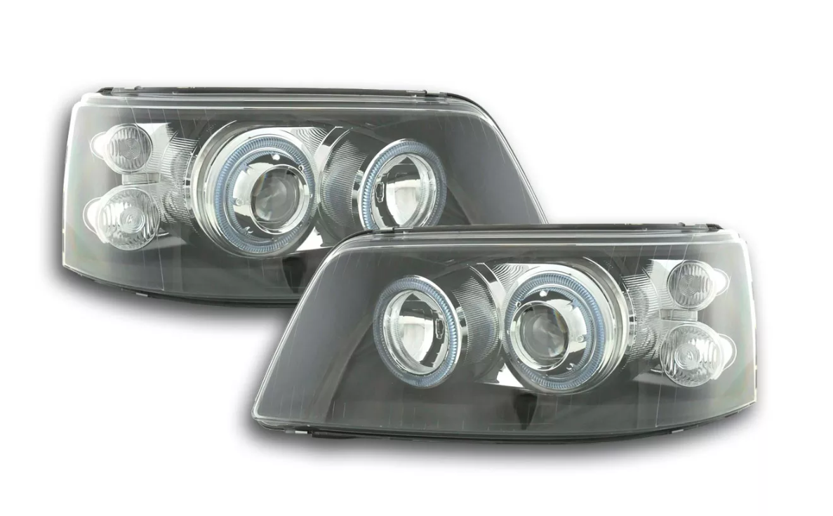 FK Pair LED DRL Halo Eye headlights VW Van Camper Transporter T5 03-09 Black