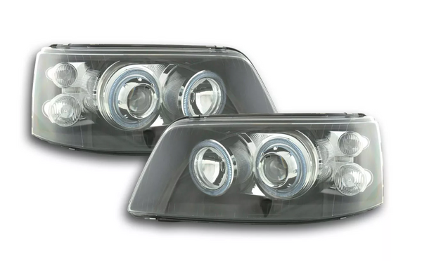 FK Paar LED DRL Halo Eye Scheinwerfer VW Van Camper Transporter T5 03-09 Schwarz