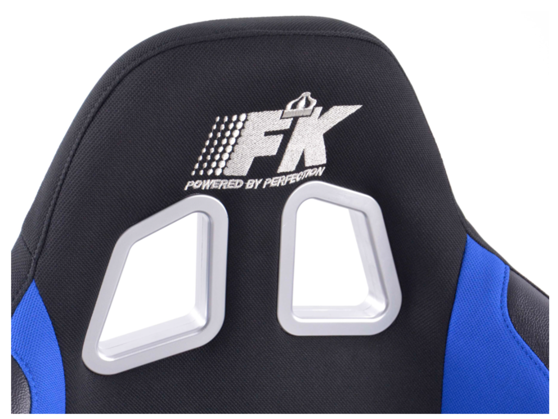 FK Universal Fixed Back Bucket Seats & slide runners Blue Track Drift Car 4x4