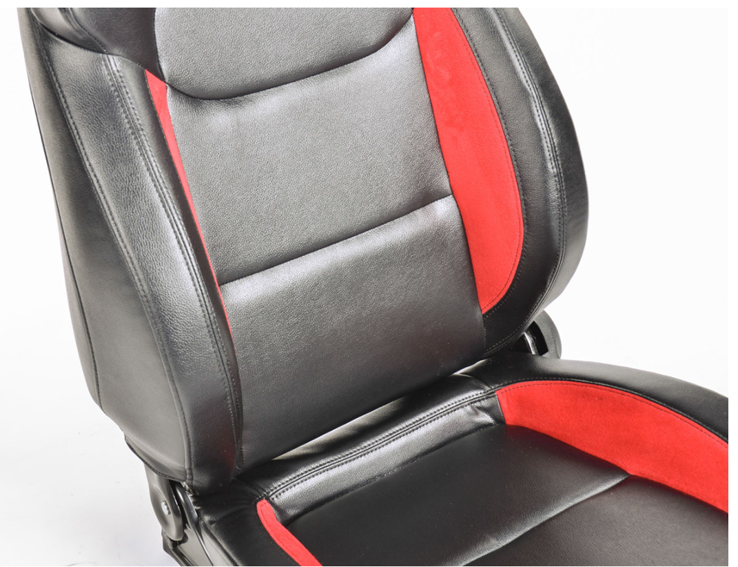 FK Pair of Universal Black & Red Luxury Bucket Sports Seats 4x4 Van Car Camper