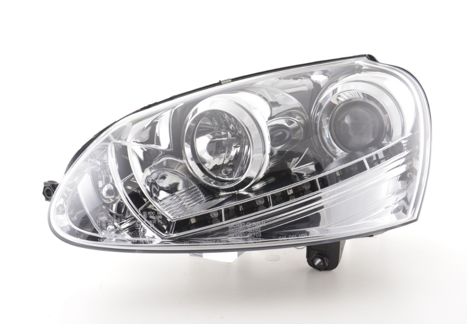 FK Set LED DRL Projector Headlights VW Golf 5 MK5 03-08 chrome RHD