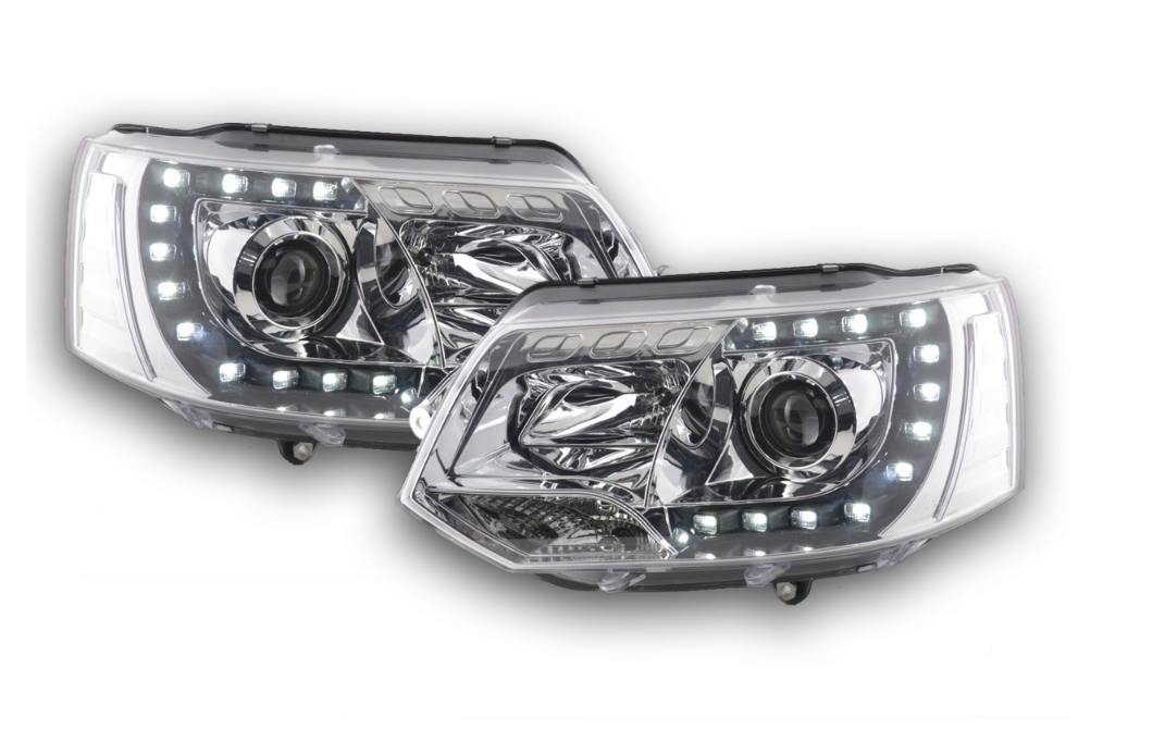 FK Pair LED DRL Projector headlights VW Van Camper Transporter T5 09+ Chrome LHD