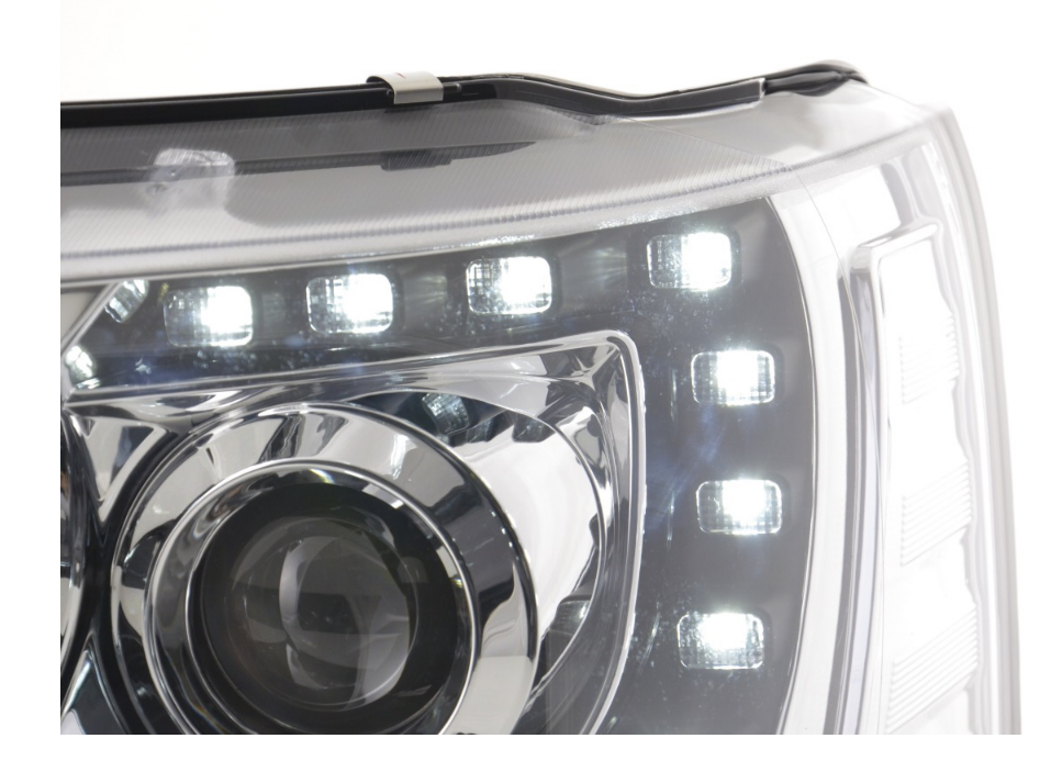 FK Paar LED DRL Projektorscheinwerfer VW Van Camper Transporter T5 09+ Chrom LHD 