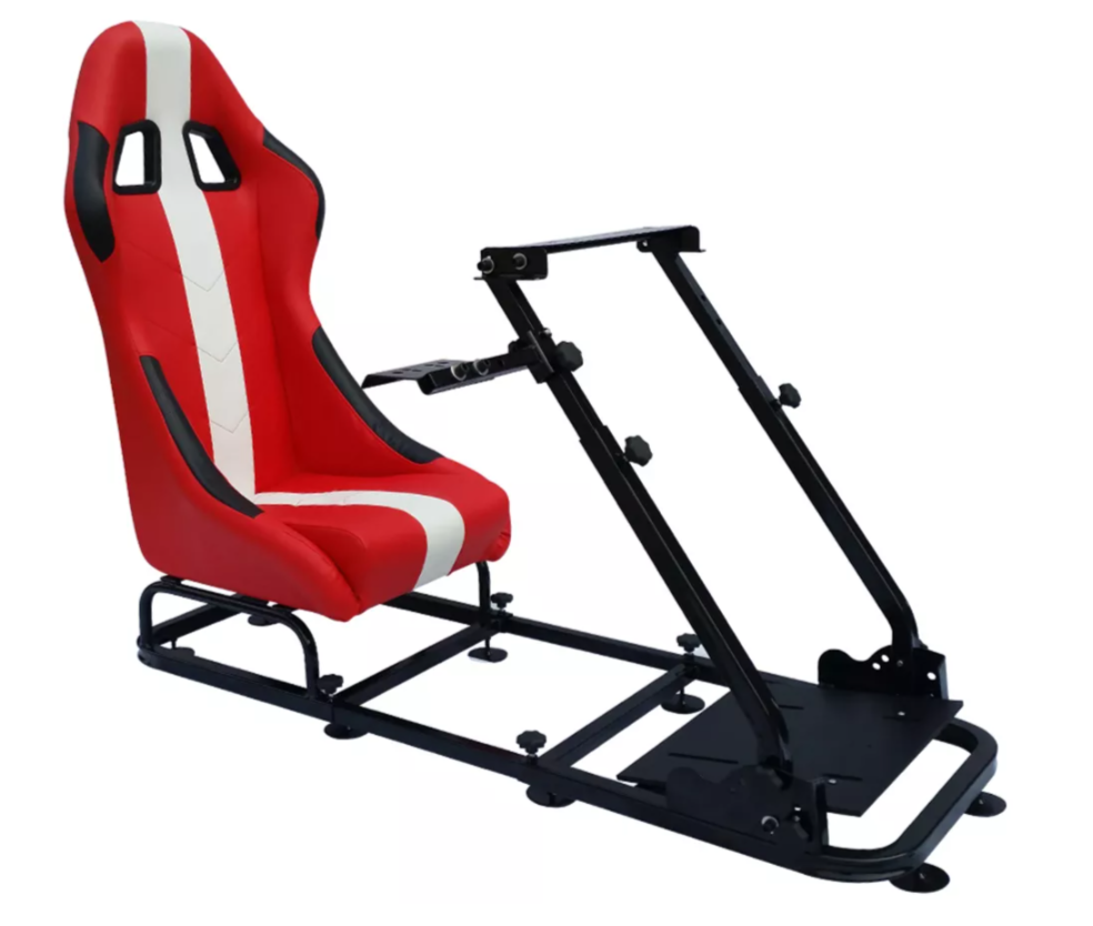 FK Red White Stripe Simulator Stuhl Rennsitz Fahrspiel PC F1 Gaming Wheel 