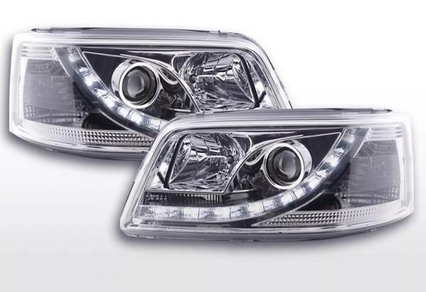 FK Set LED DRL Headlights Halo VW Bus Transporter Van Camper T5 03-09 chrome LHD