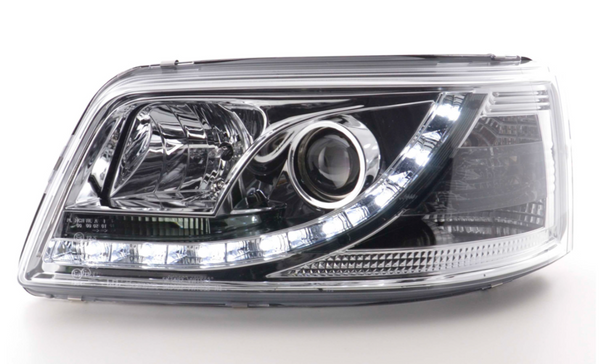 FK Set LED DRL Headlights Halo VW Bus Transporter Van Camper T5 03-09 chrome LHD