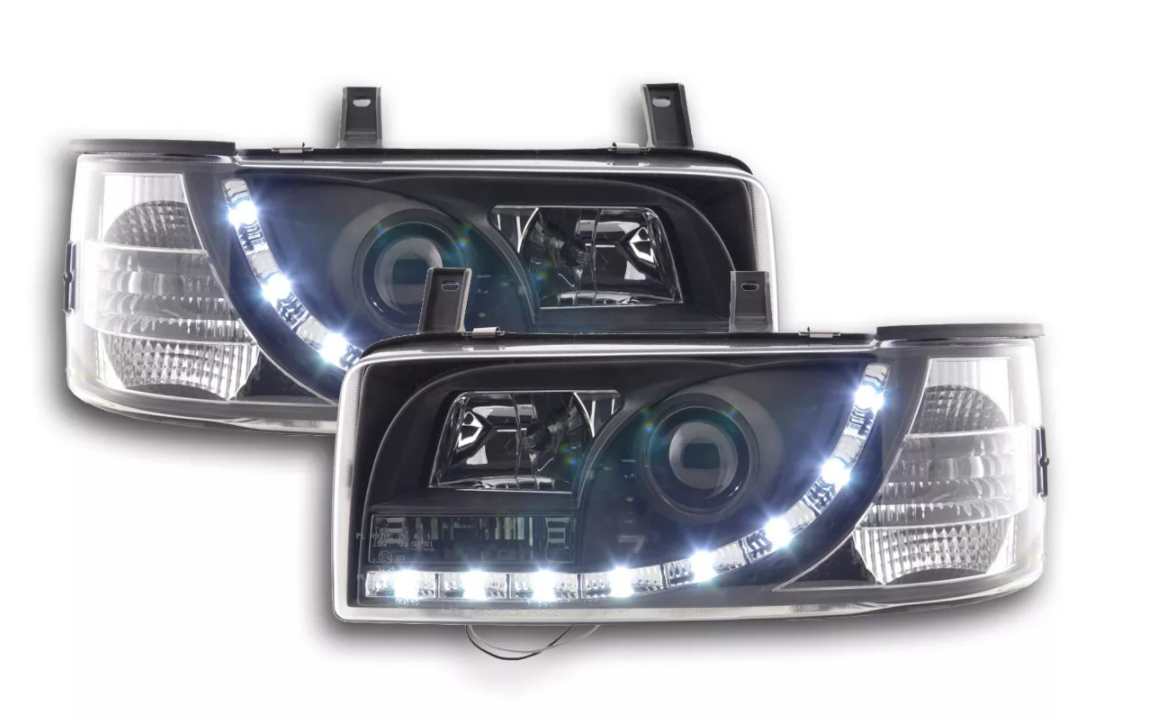 FK LED Devil Eye Projektorscheinwerfer VW Transporter T4 SHORT 90-03 Schwarz RHD