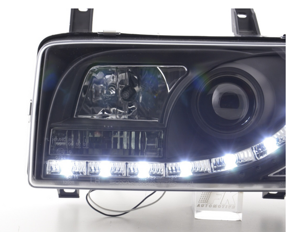 FK LED Devil Eye Projektorscheinwerfer VW Transporter T4 SHORT 90-03 Schwarz RHD