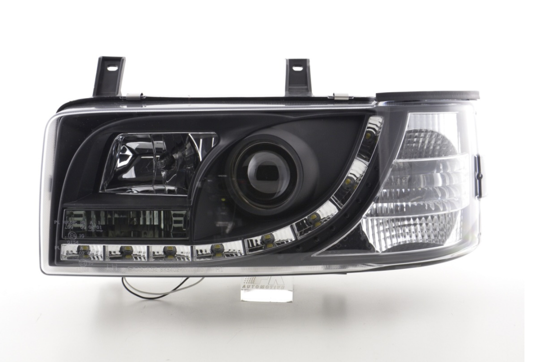 FK LED Devil Eye Projector Headlights VW Transporter T4 SHORT 90-03 Black RHD