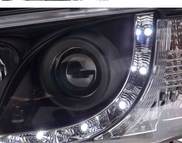 FK Set LED Devil Eye Projector Headlights VW Transporter T4 LONG 96-03 Black LHD