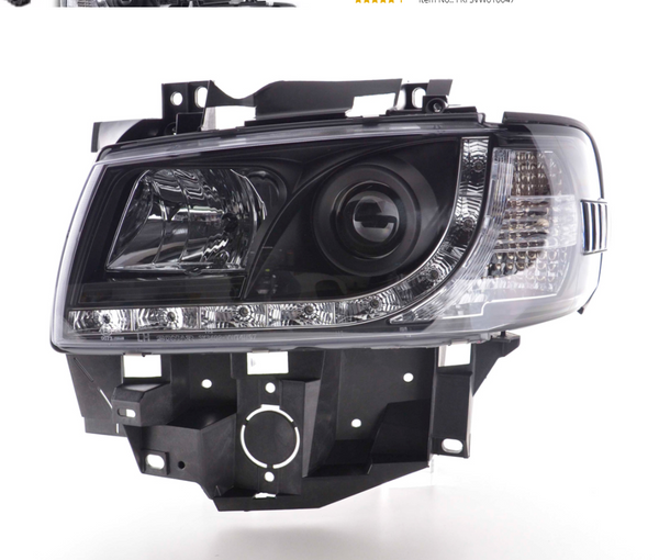 FK Set LED Devil Eye Projector Headlights VW Transporter T4 LONG 96-03 Black LHD