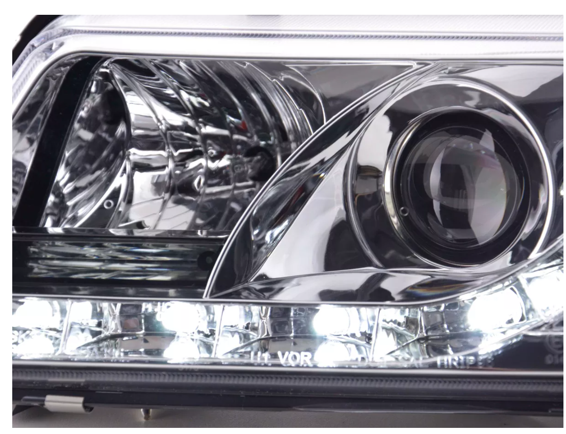 FK LED DRL Halo Projector Headlights Audi A3 8L 96-00 chrome S3 LHD