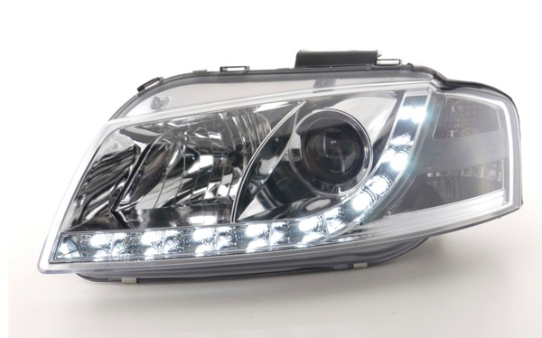 FK Set LED DRL Scheinwerfer Halo Projektor Audi A3 8P 8PA 03-08 Chrom S3 LHD