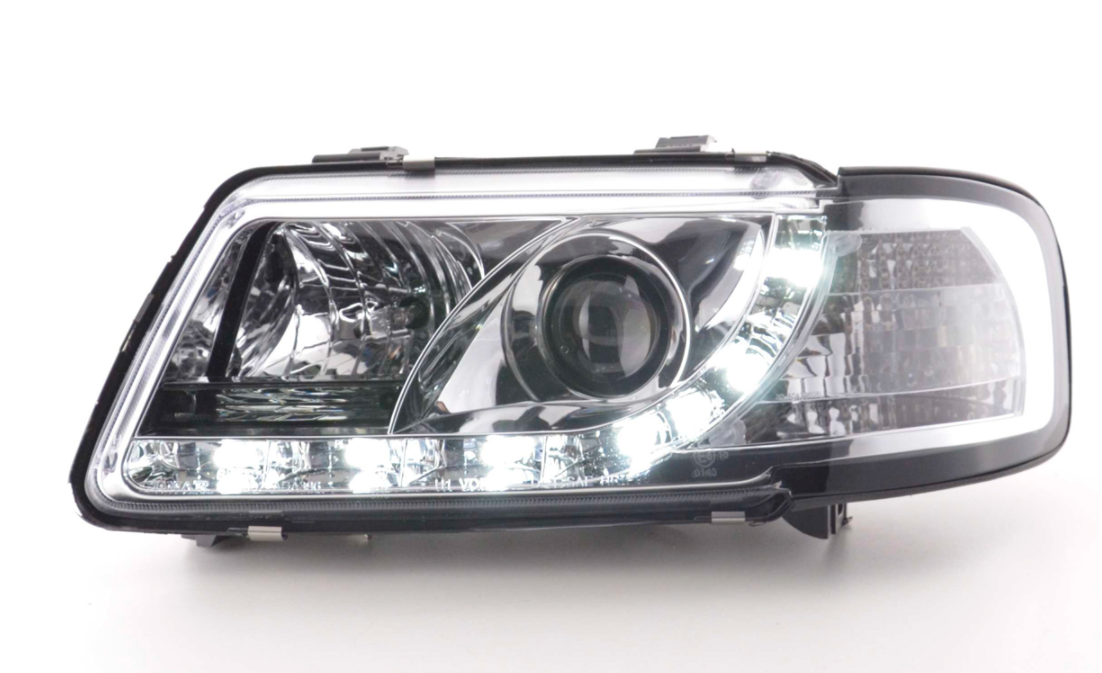 FK LED DRL Halo Projector Headlights Audi A3 8L 96-00 chrome S3 LHD